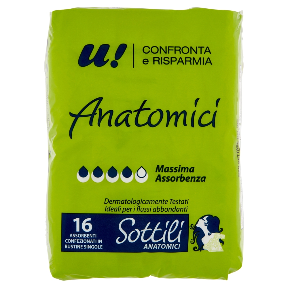 16 Assorbenti Sottili Anatomici U! Confronta e Risparmia